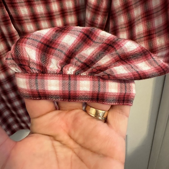 โค๏ธ BOGO Brick Red Plaid peasant style blouse Size Medium - Picture 6 of 10
